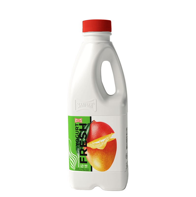 Йогурт-фреш 1,2% 750гр з цукром та наповнювачем "Ароматне манго" Злагода